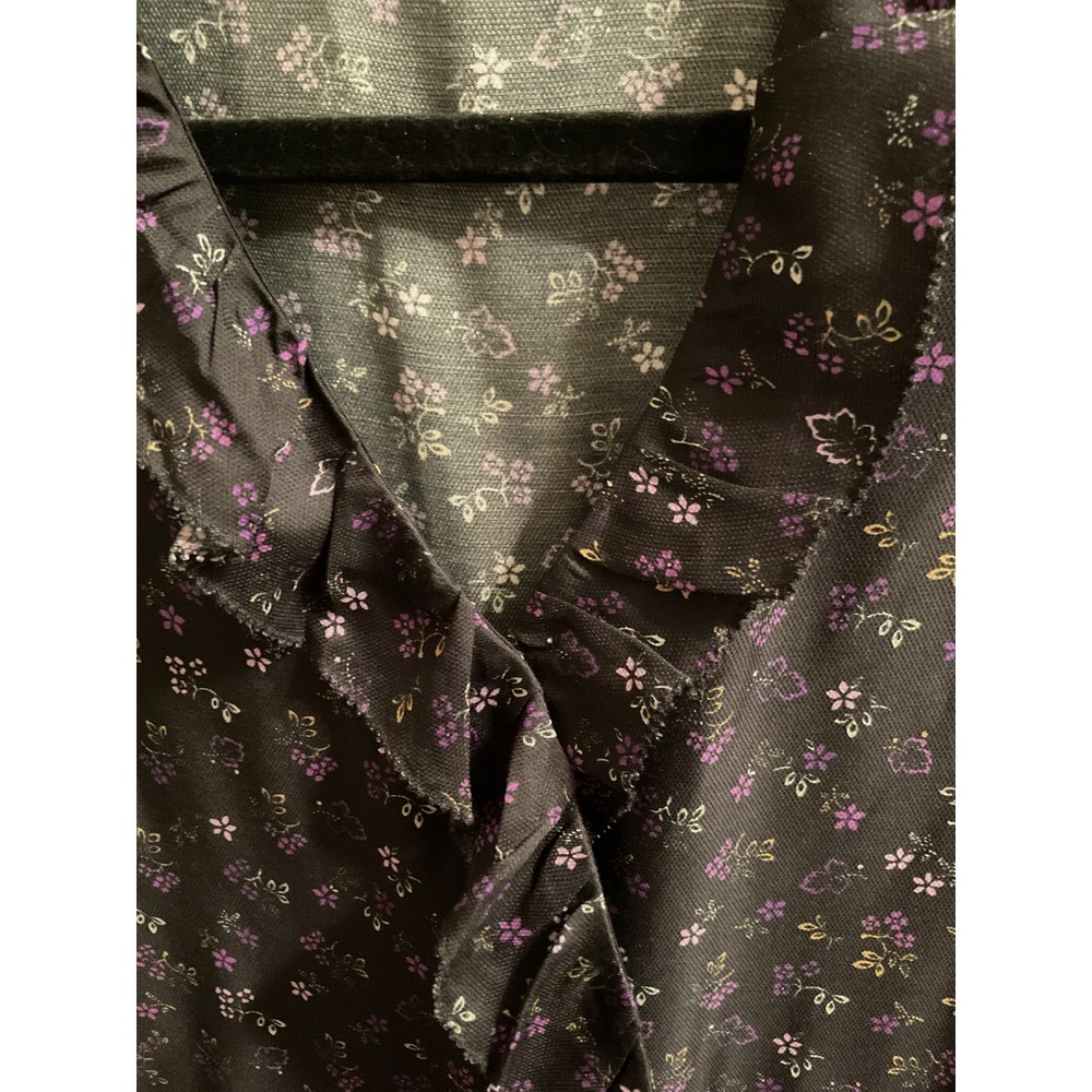 J.McLaughlin Floral Print Wrap Dress Ruffle Trim Long Sleeve Black Size 8 - Picture 6 of 15